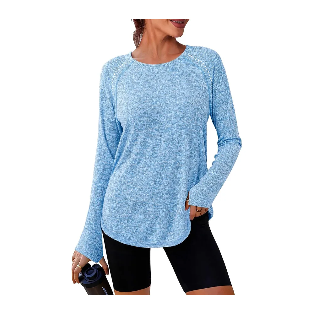 Long Sleeve Round Neck UPF 50+ Soft Anti-UV T-Shirt — Bleu Ciel