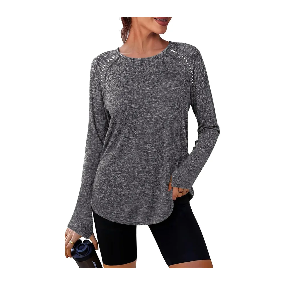 Long Sleeve Round Neck UPF 50+ Soft Anti-UV T-Shirt — Gris