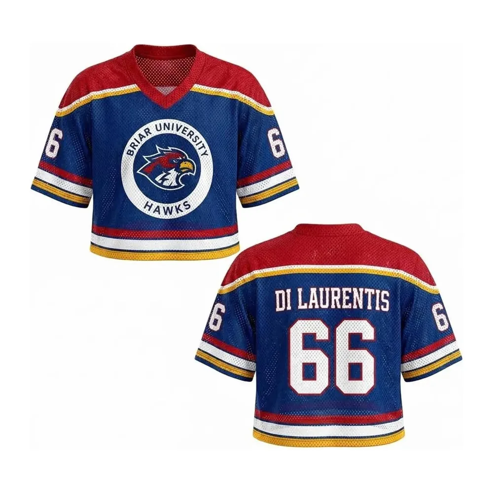 Hockey Jersey, Campus Crop Top Short-Sleeved V-Neck Crop Top, Hockey Jersey — 2#rose Vif