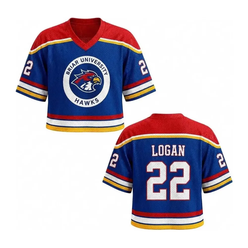 Hockey Jersey, Campus Crop Top Short-Sleeved V-Neck Crop Top, Hockey Jersey — 3#rouge