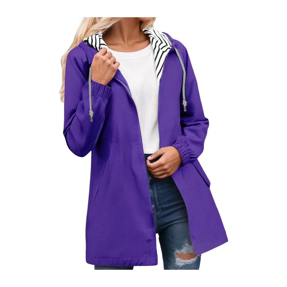 Manteau De Pluie Veste Imperméable Vêtements Imperméables Coupe Vent — 010 Violet