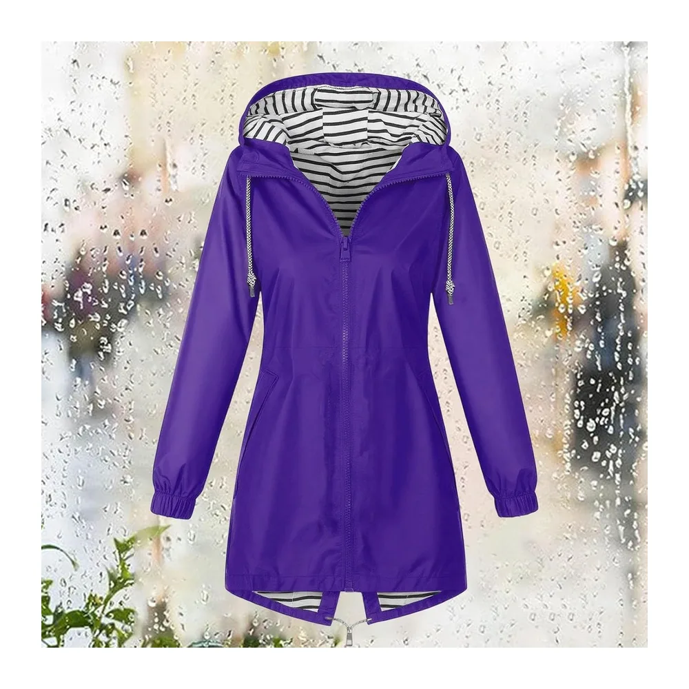 Manteau De Pluie Veste Imperméable Vêtements Imperméables Coupe Vent — 010 Violet