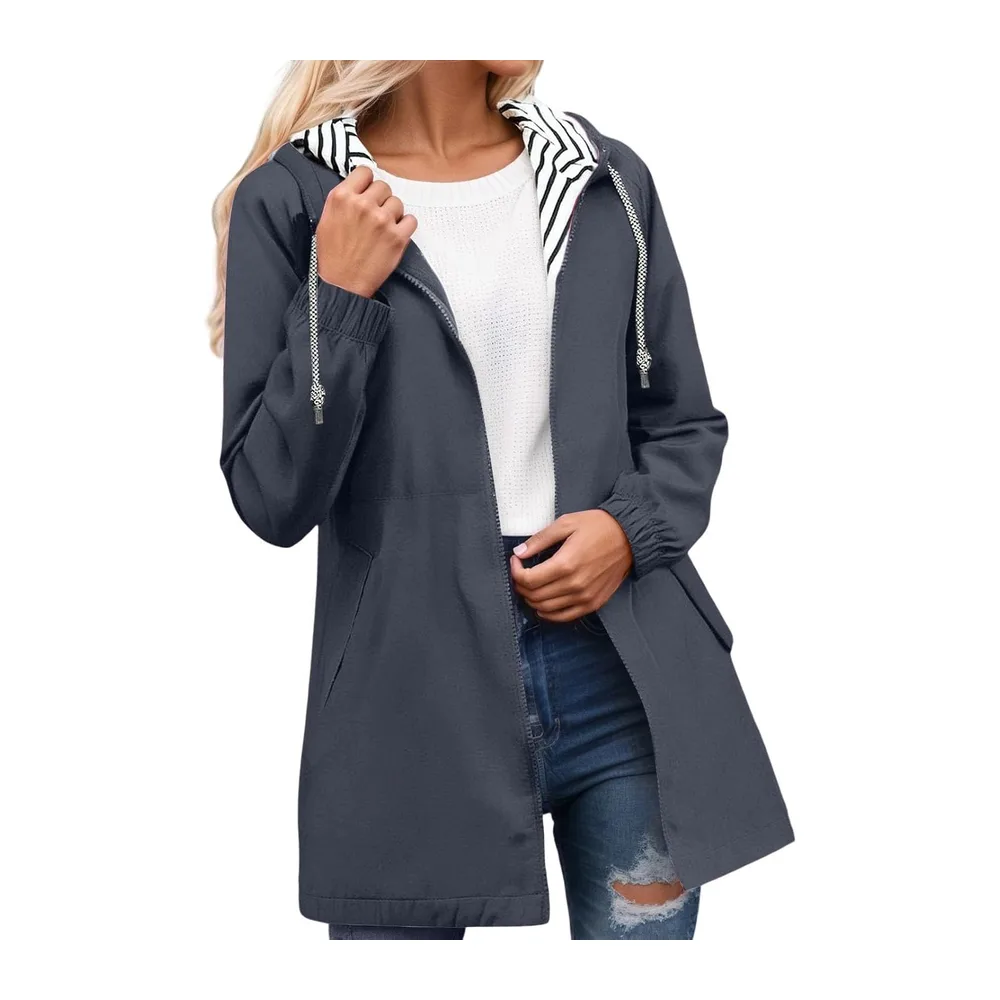 Manteau De Pluie Veste Imperméable Vêtements Imperméables Coupe Vent — 006 Gris foncé