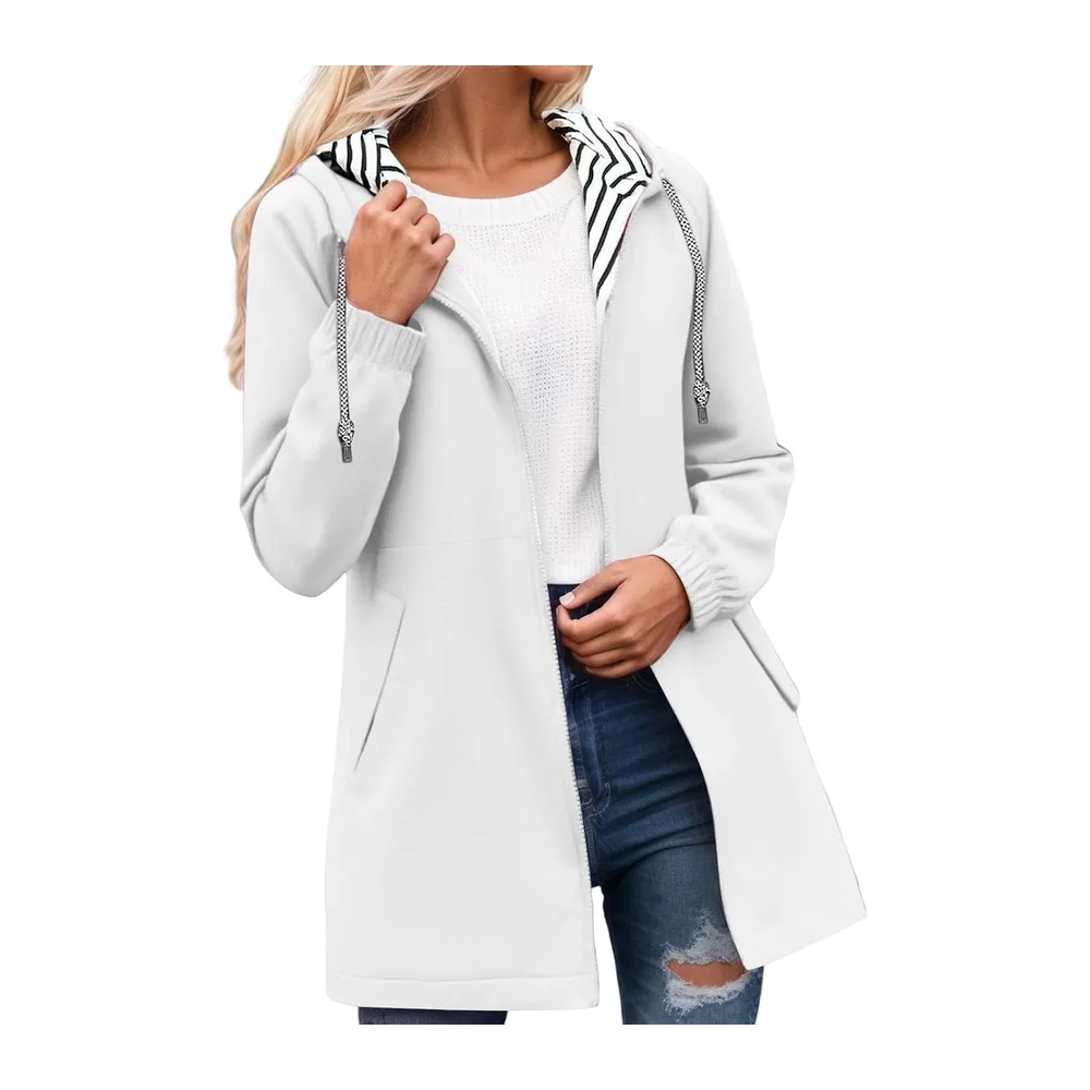 Manteau De Pluie Veste Imperméable Vêtements Imperméables Coupe Vent — 012 Blanc