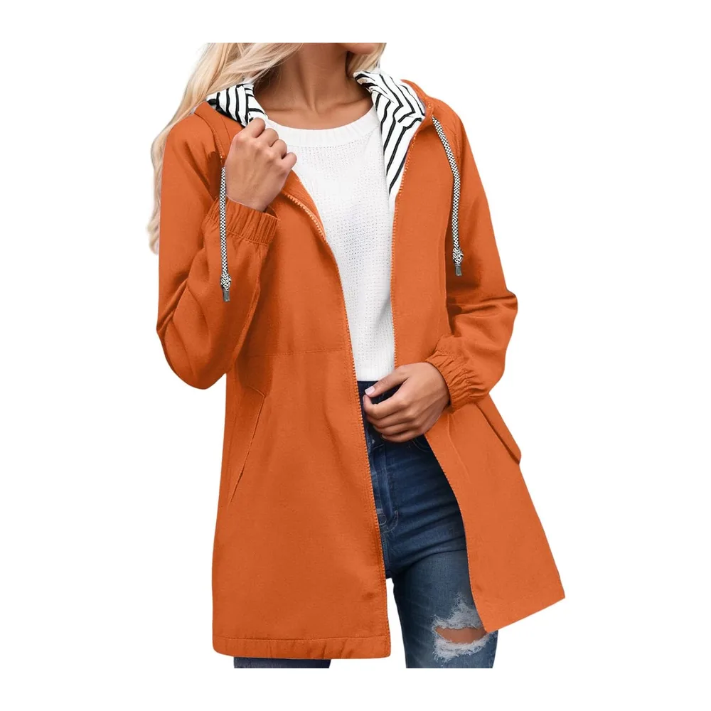 Manteau De Pluie Veste Imperméable Vêtements Imperméables Coupe Vent — 008 Orange