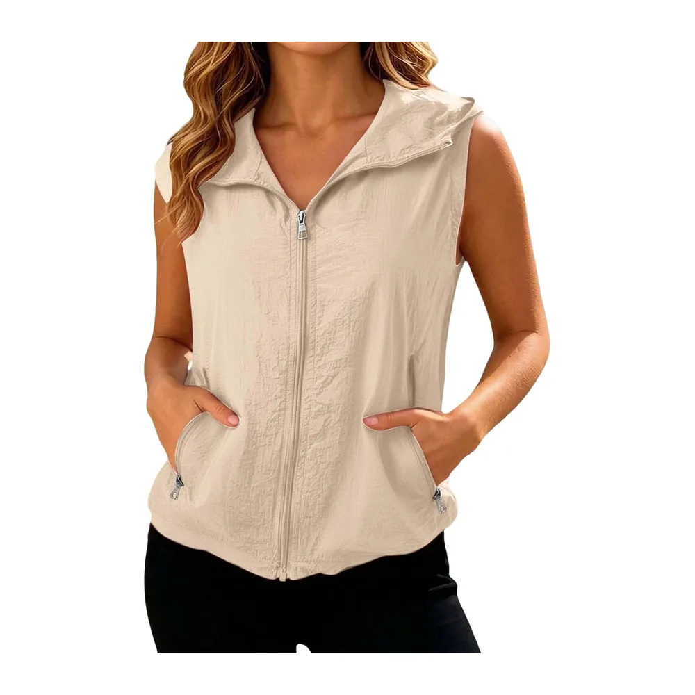 Jacket, sleeveless vest, zip jacket, hooded jacket, sports tank top — 01 Kaki