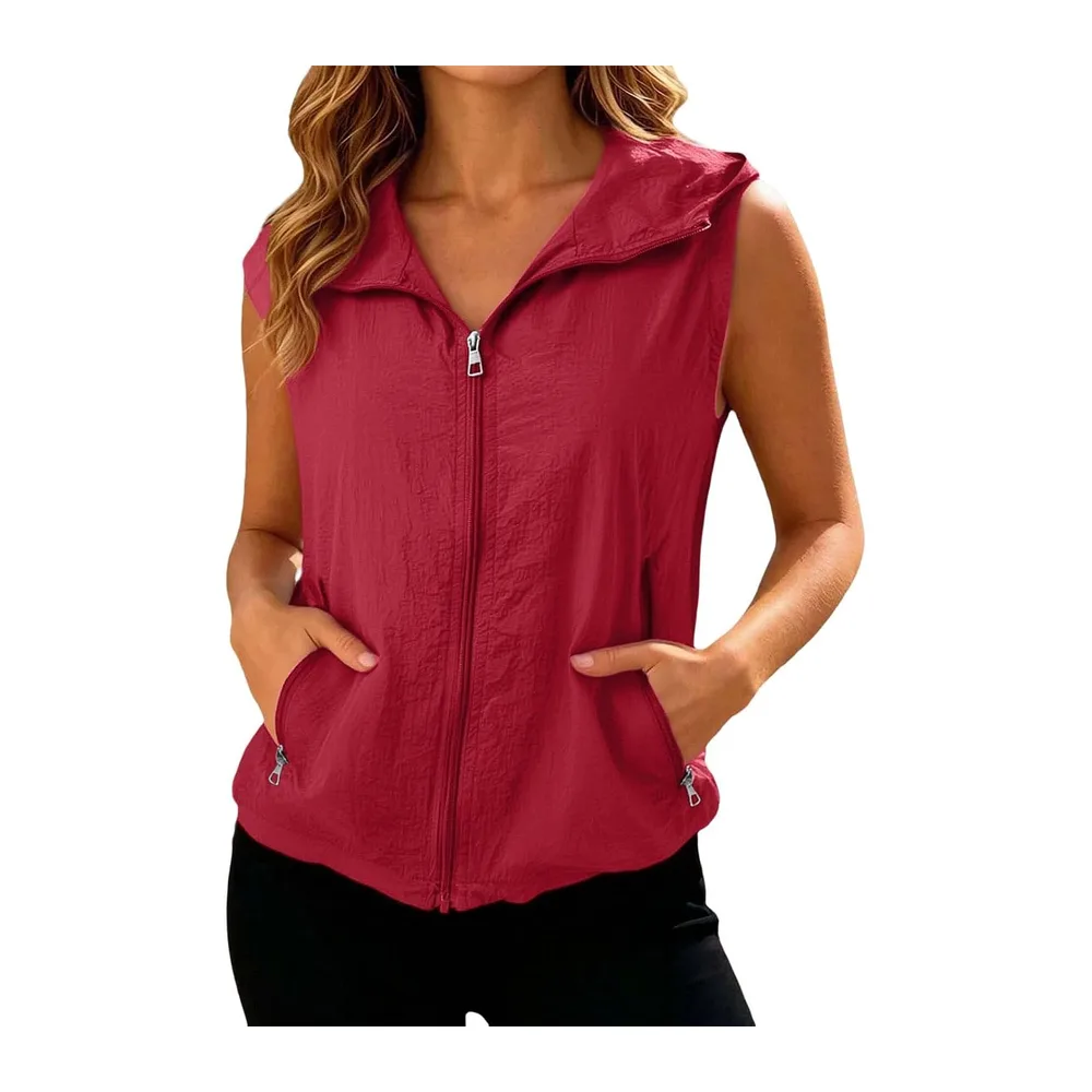Jacket, sleeveless vest, zip jacket, hooded jacket, sports tank top — 01 Rouge