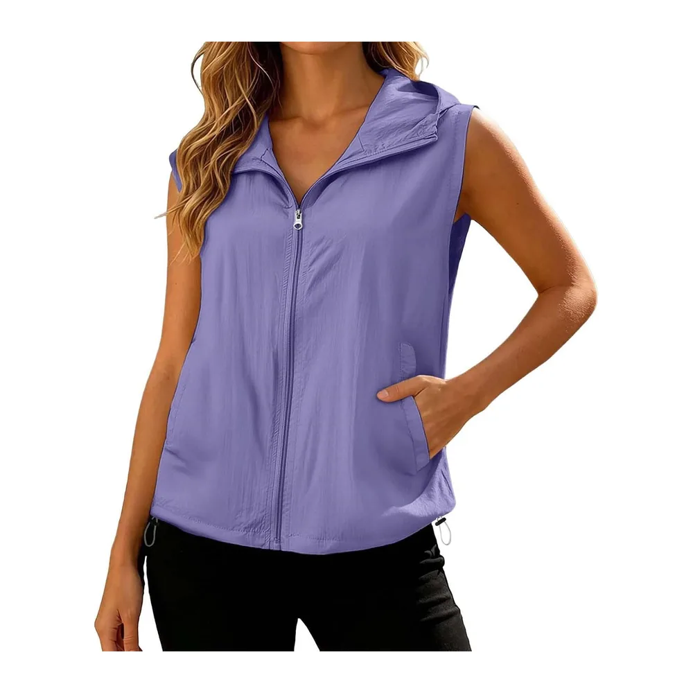 Jacket, sleeveless vest, zip jacket, hooded jacket, sports tank top — 02 Violet
