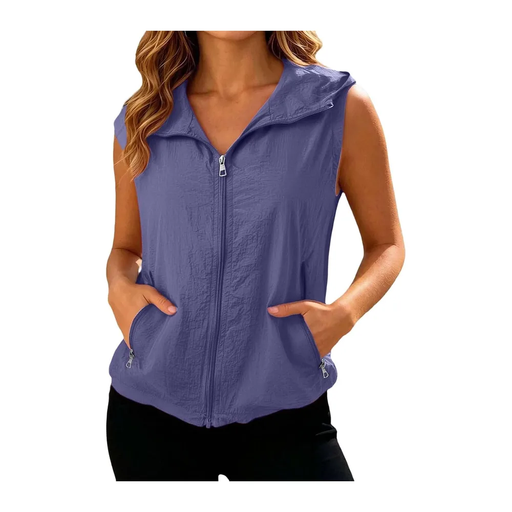 Jacket, sleeveless vest, zip jacket, hooded jacket, sports tank top — 01 Violet