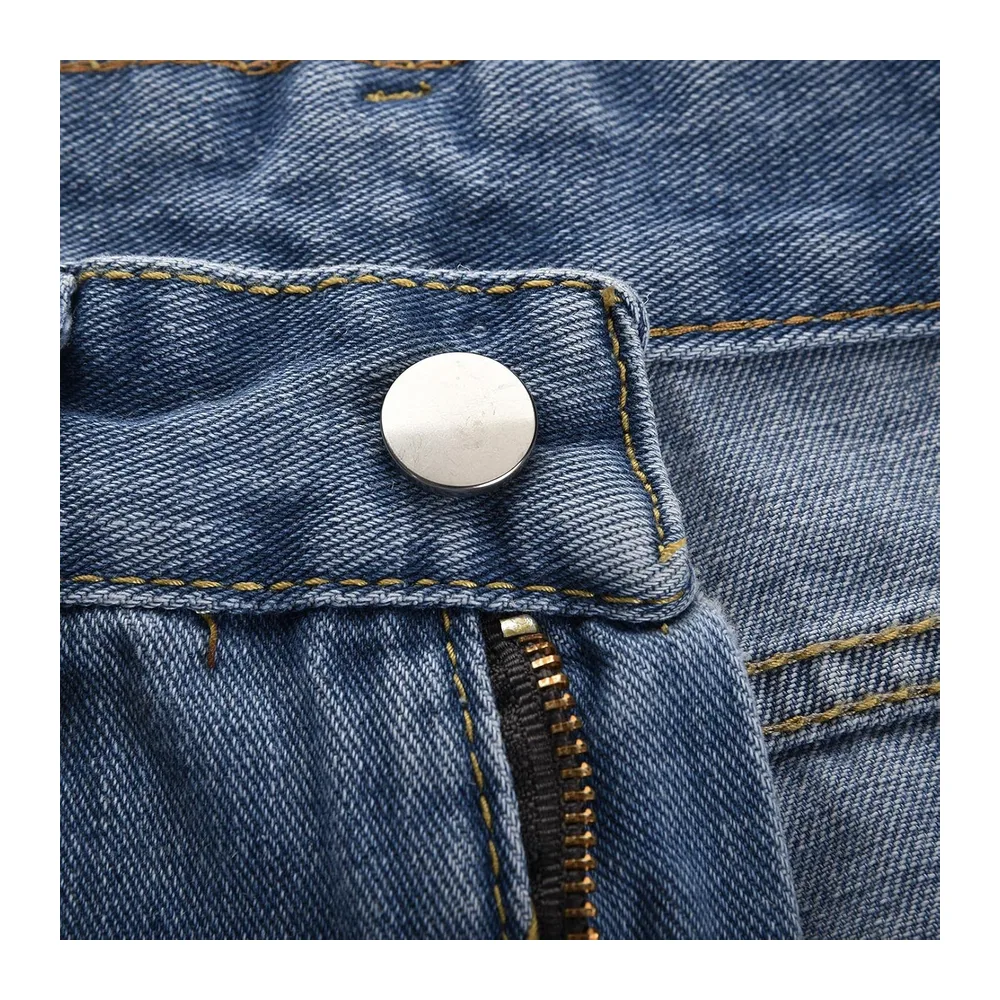 Short Jean Déchiré Taille Basse, Effet Vintage Déchiré, Franges Brutes, Coupe — 03marine