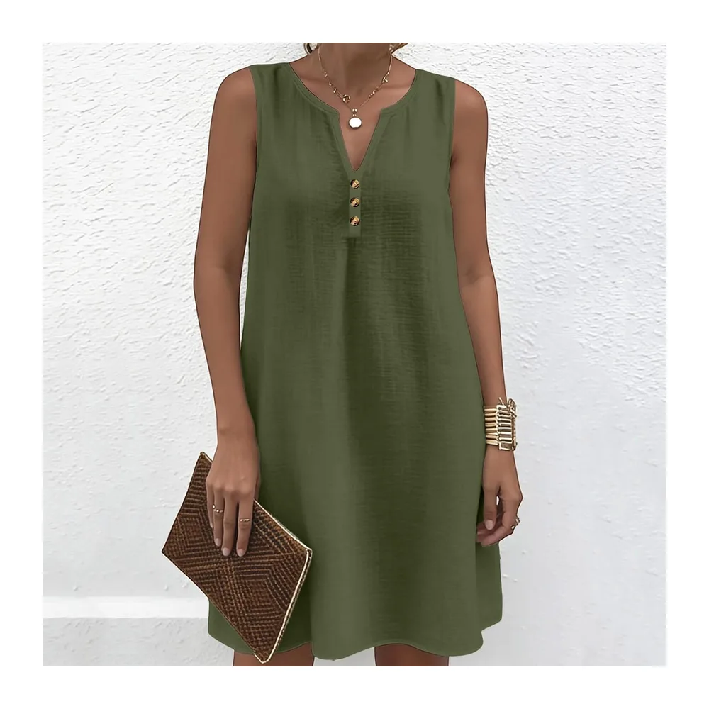 Robe Coton Et Lin Été — Armée Verte