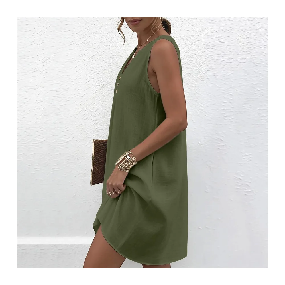 Robe Coton Et Lin Été — Armée Verte