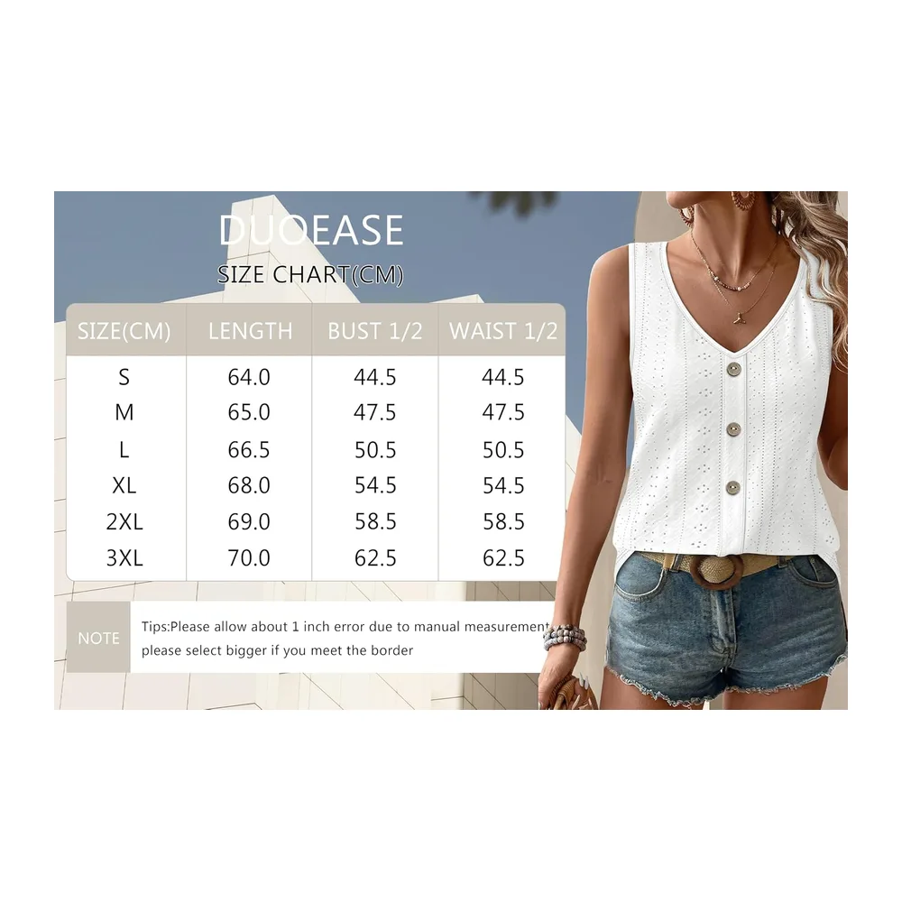 V-Neck Summer Tank Top Elegant Loose — Blanc