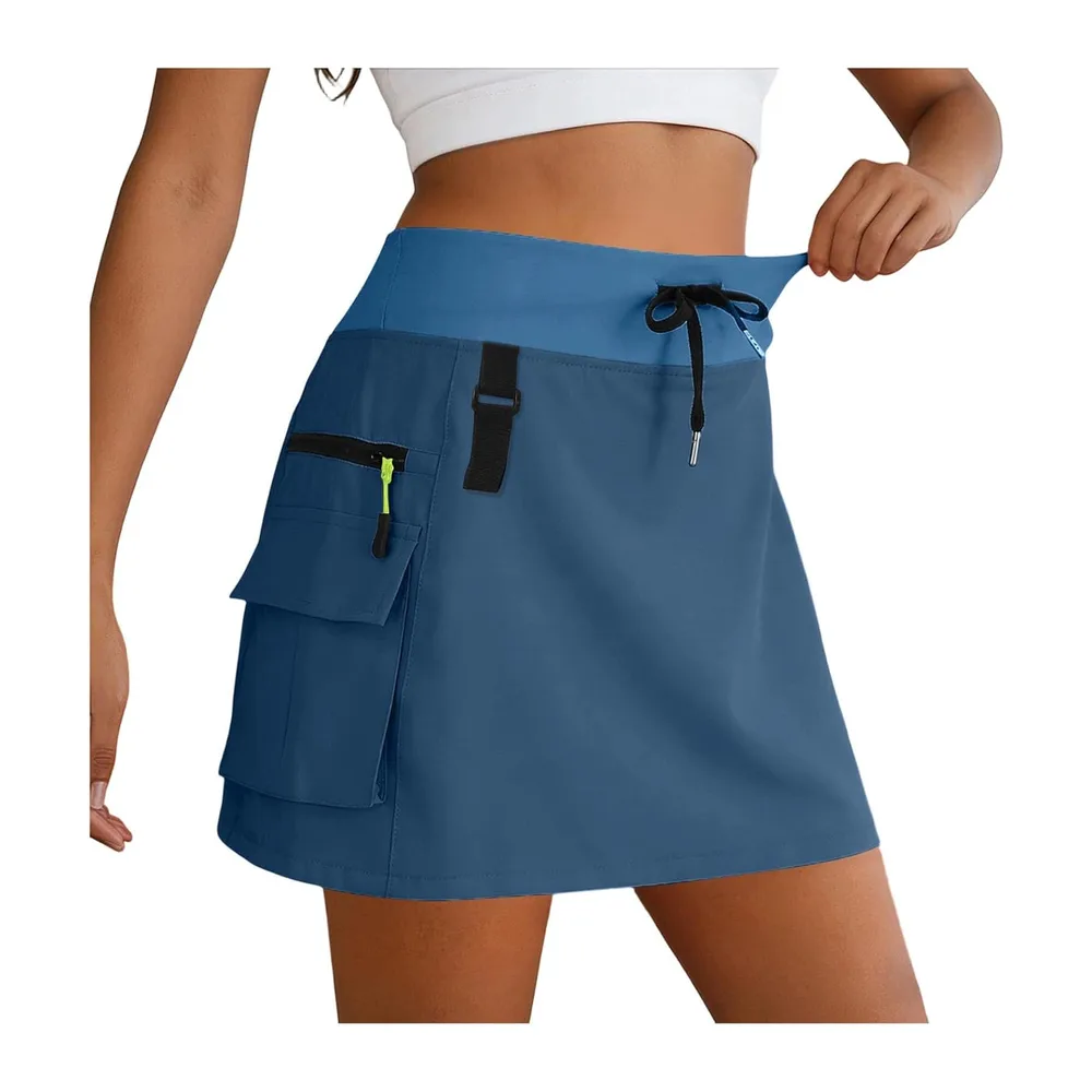 High Waist Cargo Skirt with Zipper Pockets, Casual Breathable Short Skirt Quick Dry — Bu2