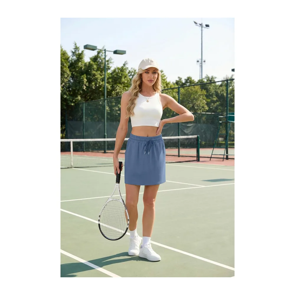 Jupe-short de tennis avec pantalon sous jupe courte pour le sport et les — Bleu Jeans