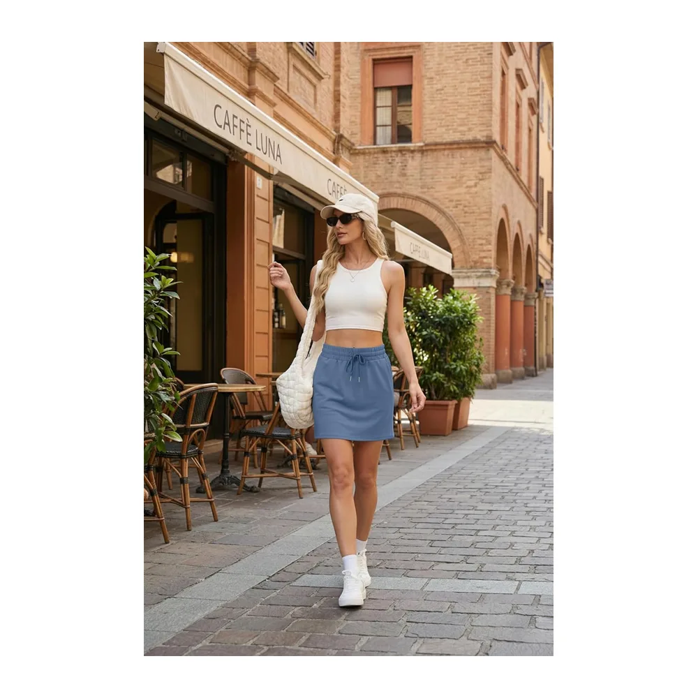 Jupe-short de tennis avec pantalon sous jupe courte pour le sport et les — Bleu Jeans