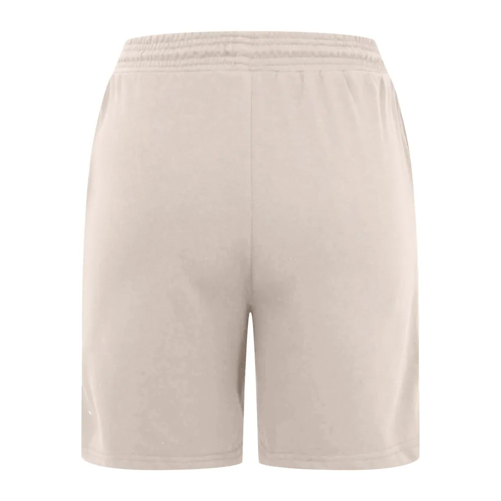 Long Loose Running Bermuda Shorts Summer High Waist Lightweight Plain Pocket — Beige