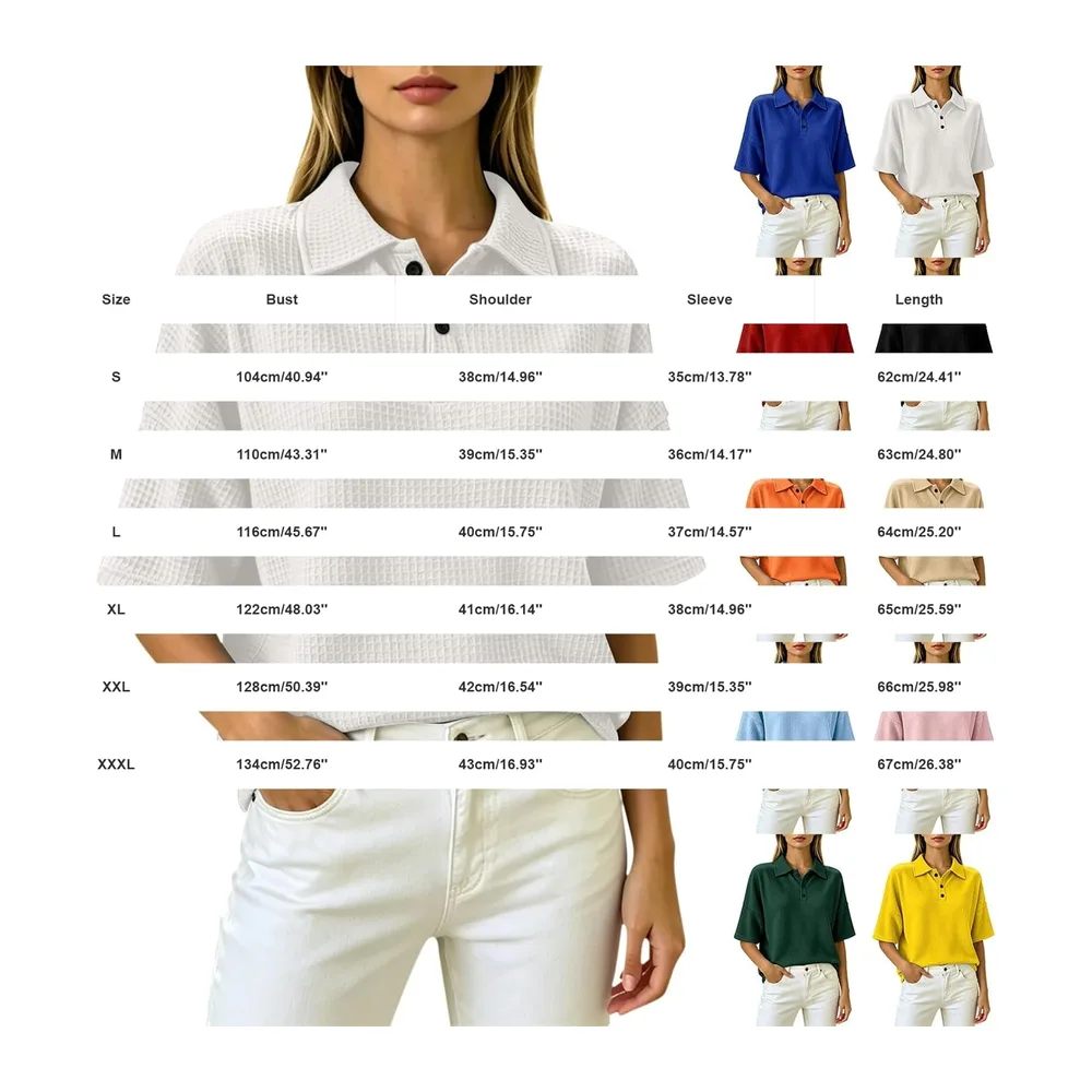 Henley Polo à manches courtes en tricot gaufré, respirant, style athlétique, tennis — Vert