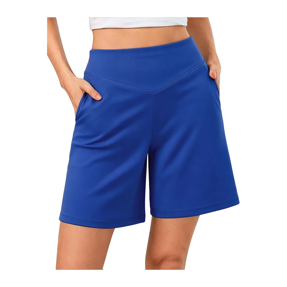 Short Sport Bermuda Taille Haute en V avec Poches Coupe Ample — Bleu Royal