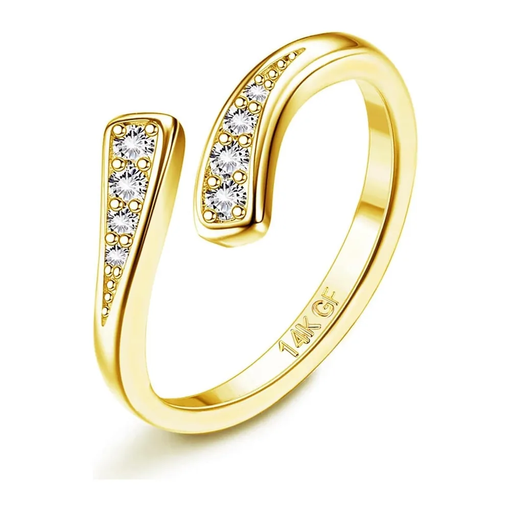 Kakonia Toe Rings 14K Gold Adjustable Daisy CZ