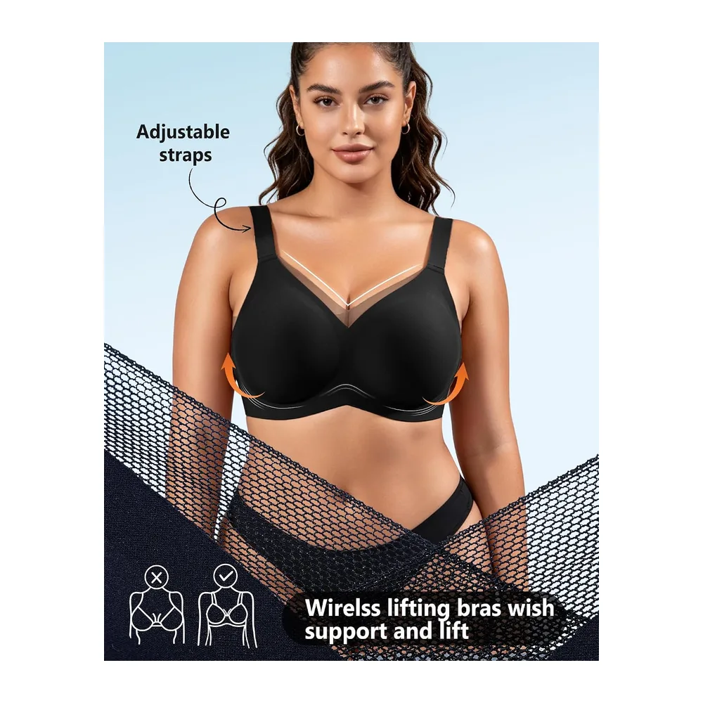 Seamless Bra Seamless V-Neck Push-Up Bra — Noir