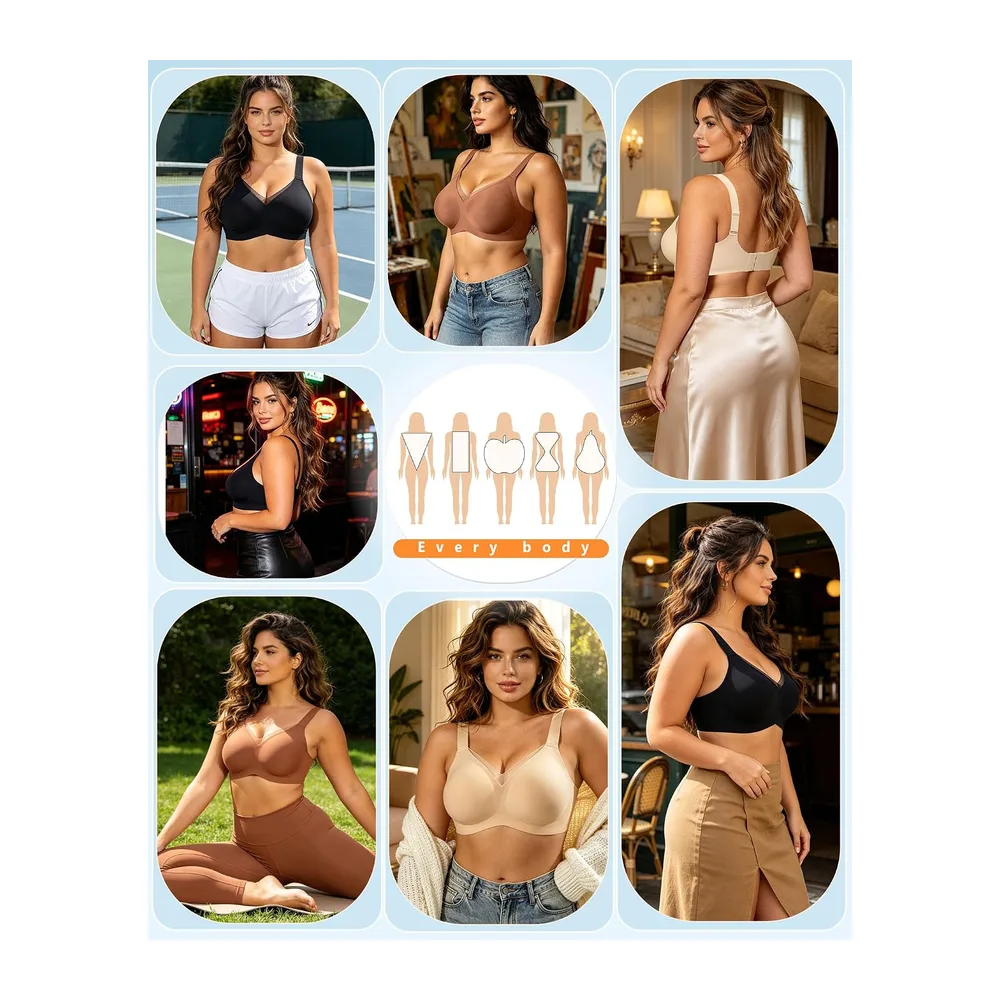 Seamless Bra Seamless V-Neck Push-Up Bra — Noir