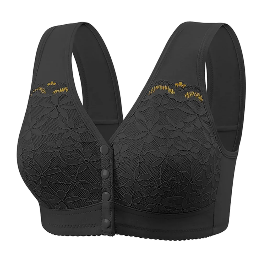 Soutien-Gorge Grande Taille sans Armatures avec Boucle Avant et Bonnet Fixe — Le Noir