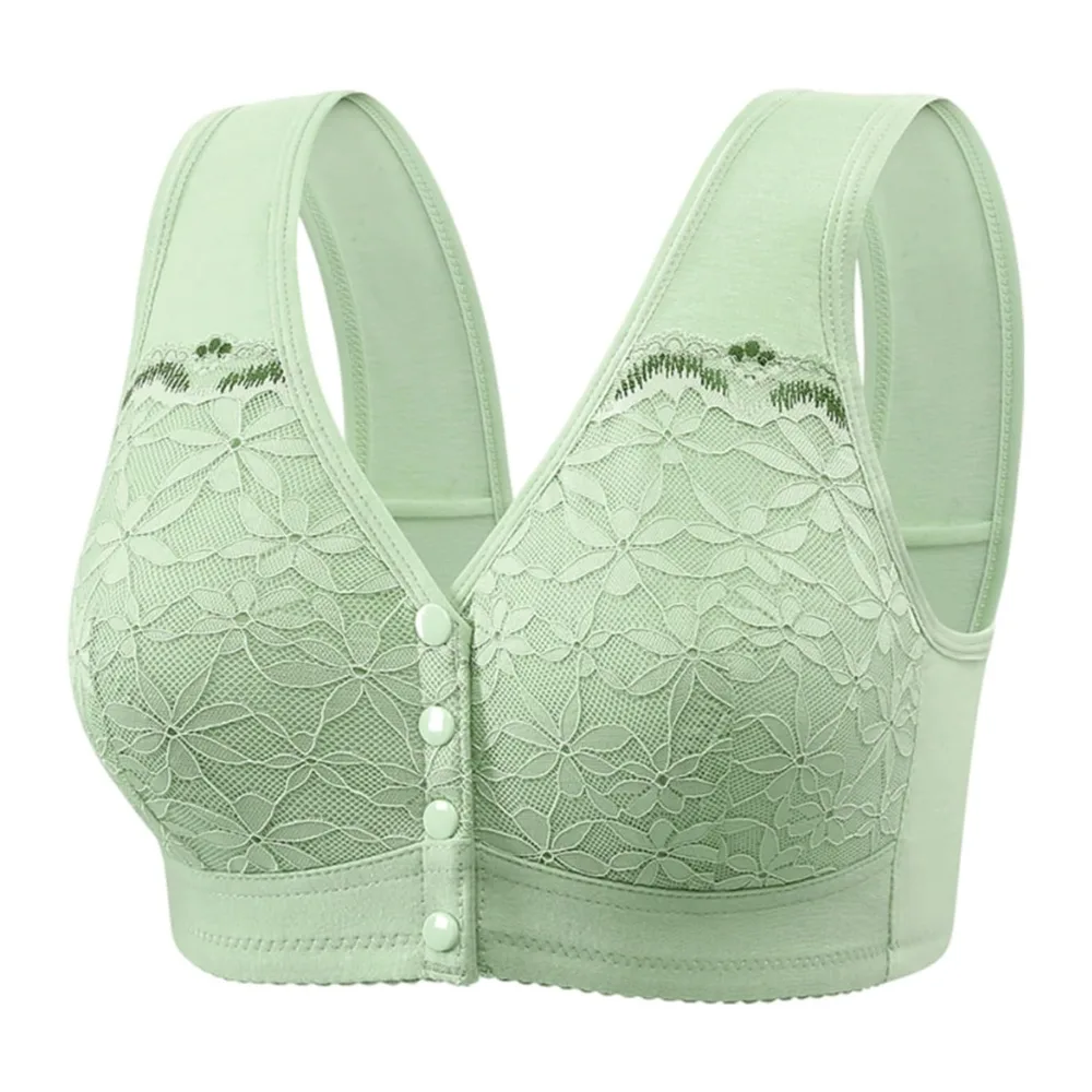 Soutien-Gorge Grande Taille sans Armatures avec Boucle Avant et Bonnet Fixe — Light Vert