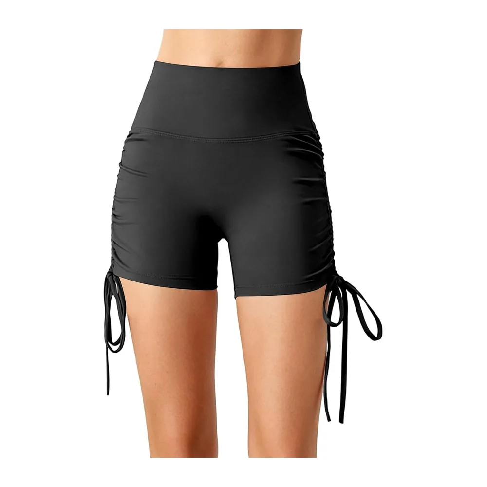 Pantalon de pole dance avec cordon de serrage, short de yoga, fitness — O Noir.