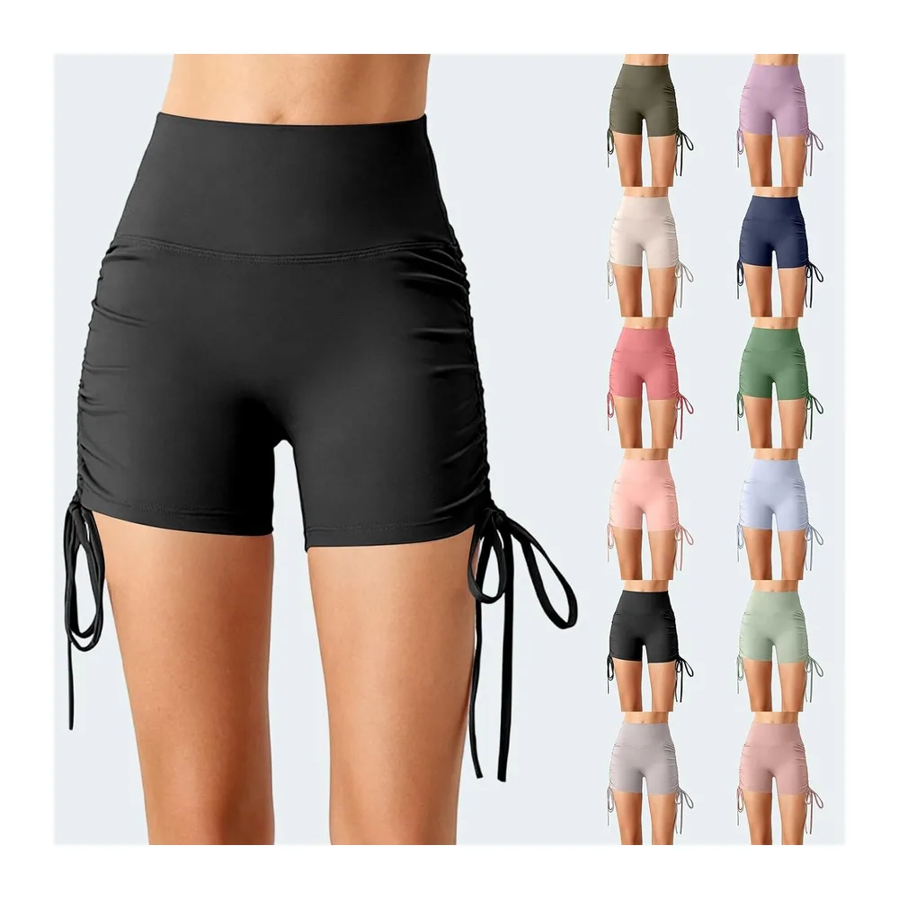 Pantalon de pole dance avec cordon de serrage, short de yoga, fitness — O Noir.