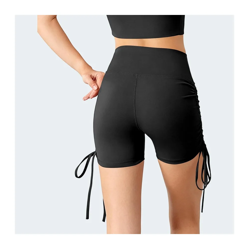 Pantalon de pole dance avec cordon de serrage, short de yoga, fitness — O Noir.