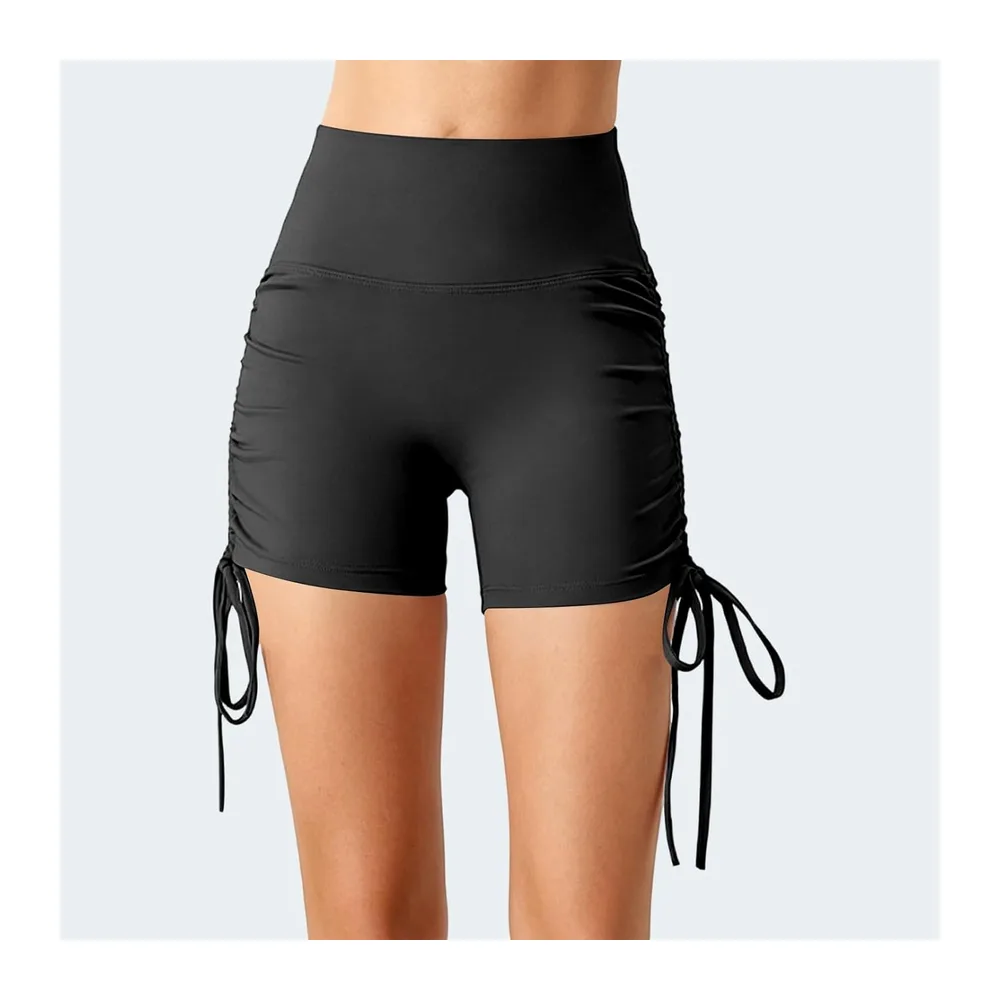 Pantalon de pole dance avec cordon de serrage, short de yoga, fitness — O Noir.