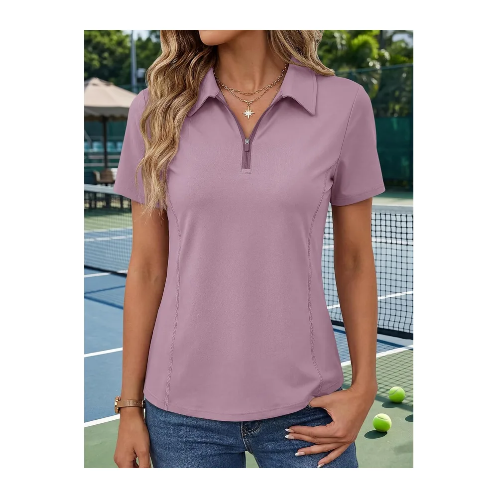 Short Sleeve Polo Shirt Stretch 1/4 Zip Top — Grpu