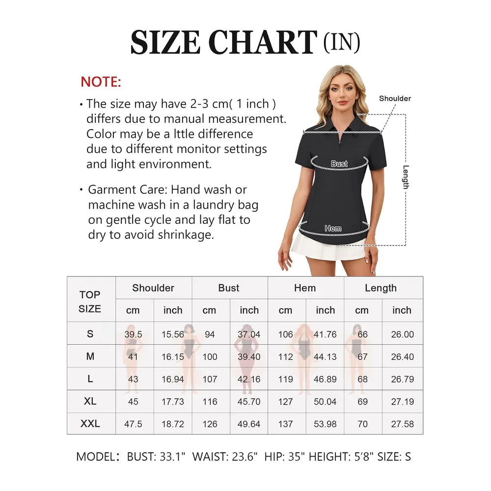 Short Sleeve Polo Shirt Stretch 1/4 Zip Top — Noir