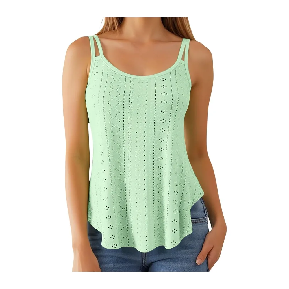 Chiffon Silk Tank Top Fashion Thin Straps Flowy Lightweight Fit Summer — Menthe Verte