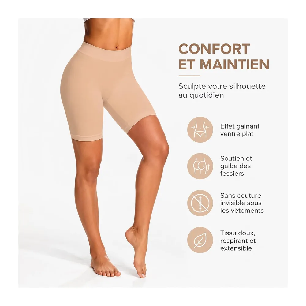 Set of 3 Seamless Flat Tummy Shorts Breathable — C15#lot de 3 Shorty Gainant