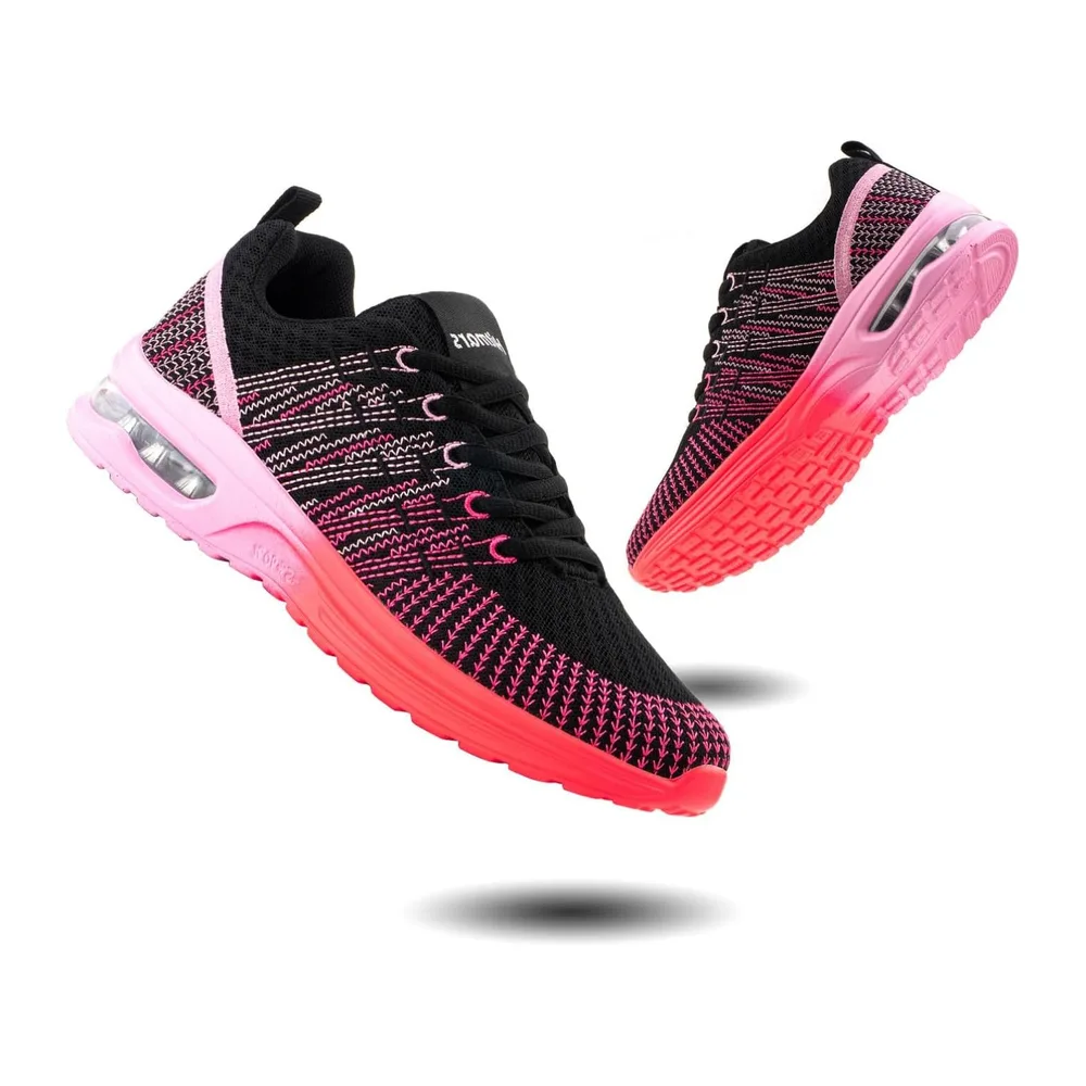 Basket Chaussures de Course Sneakers Chaussures de Running Respirant — N2 Rose et Rouge