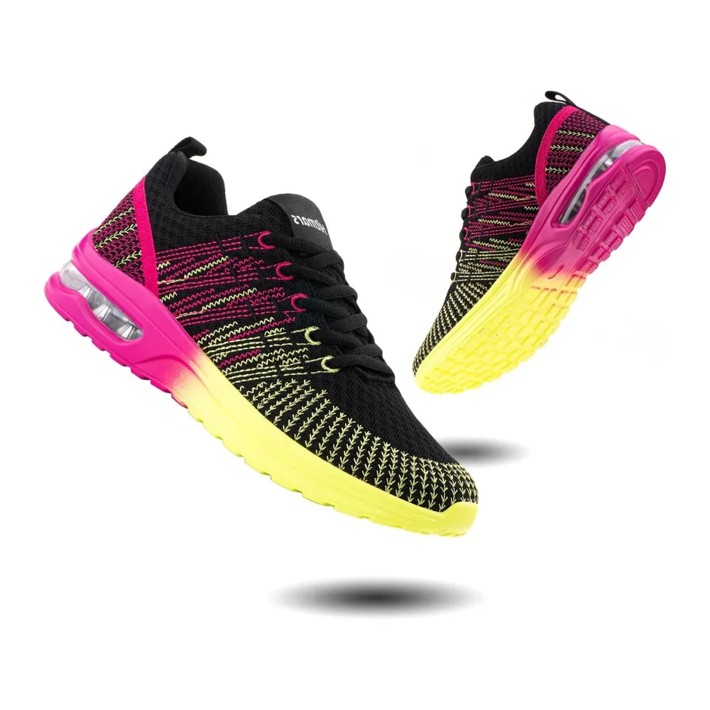 Basket Chaussures de Course Sneakers Chaussures de Running Respirant — N2 Violet et Jaune