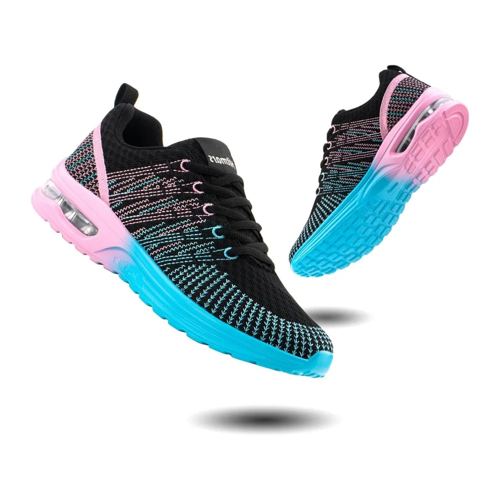 Basket Chaussures de Course Sneakers Chaussures de Running Respirant — N2 Rose et Bleu