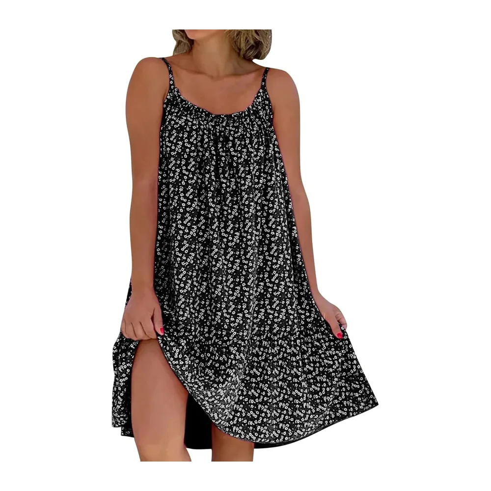 Robe Longue Bohème Fluide Maxi Décontractée Été Casual Plage Chic Élégante — Le Noir