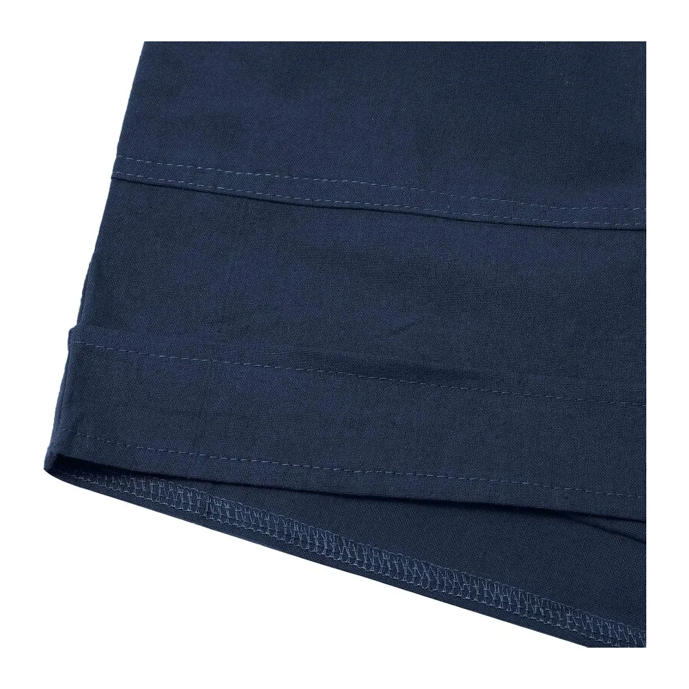 Short Sport Lin Ample Chic Bermuda Ete Grande Taille Taille Haute Leger avec — Marine
