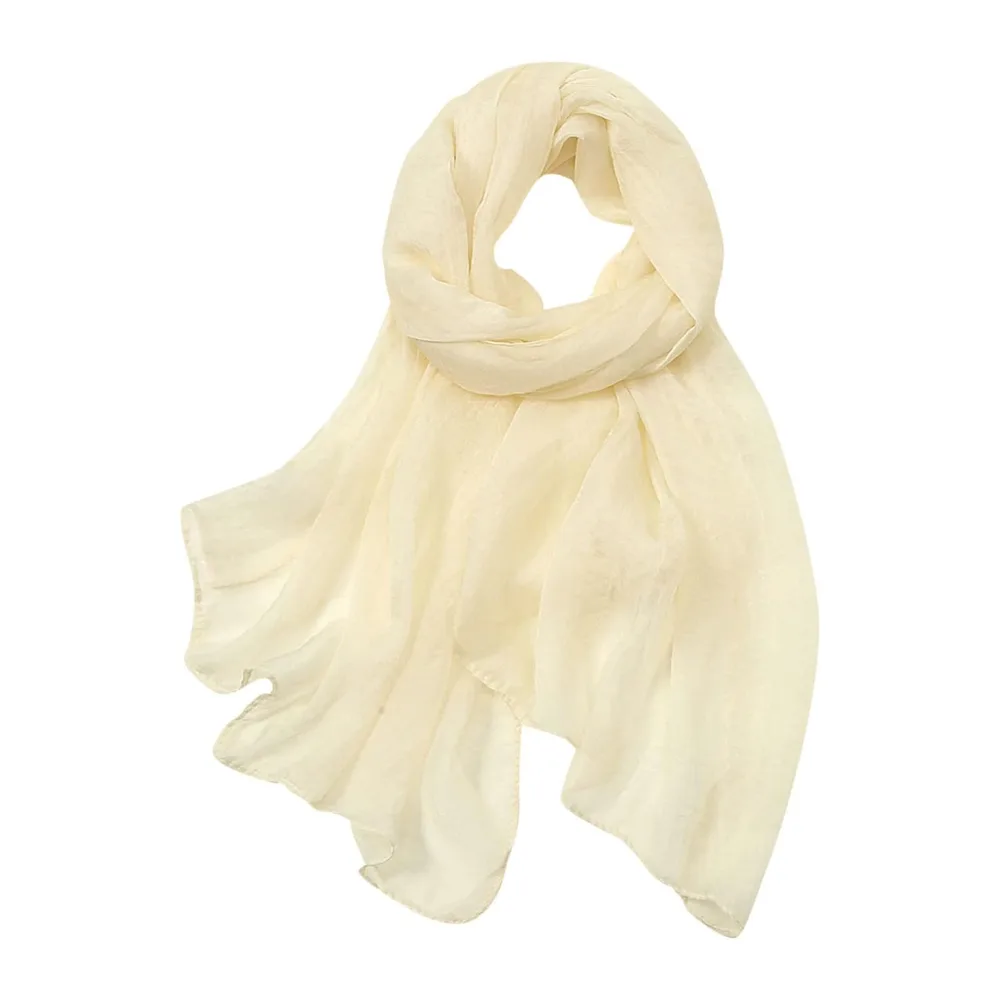 Scarf été décontracté coloré multicolore couleur unie en mousseline de soie mince écharpe