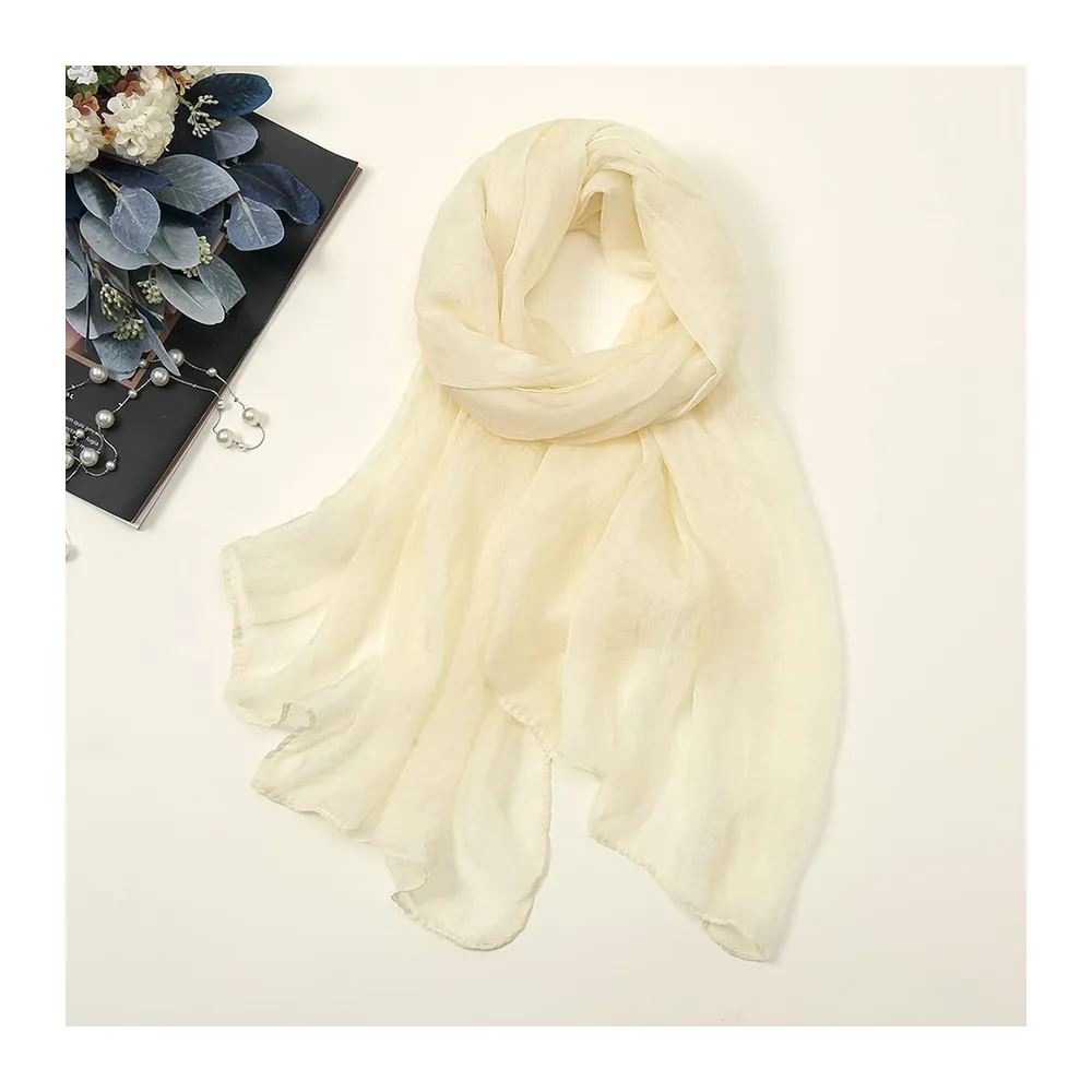 Scarf été décontracté coloré multicolore couleur unie en mousseline de soie mince écharpe