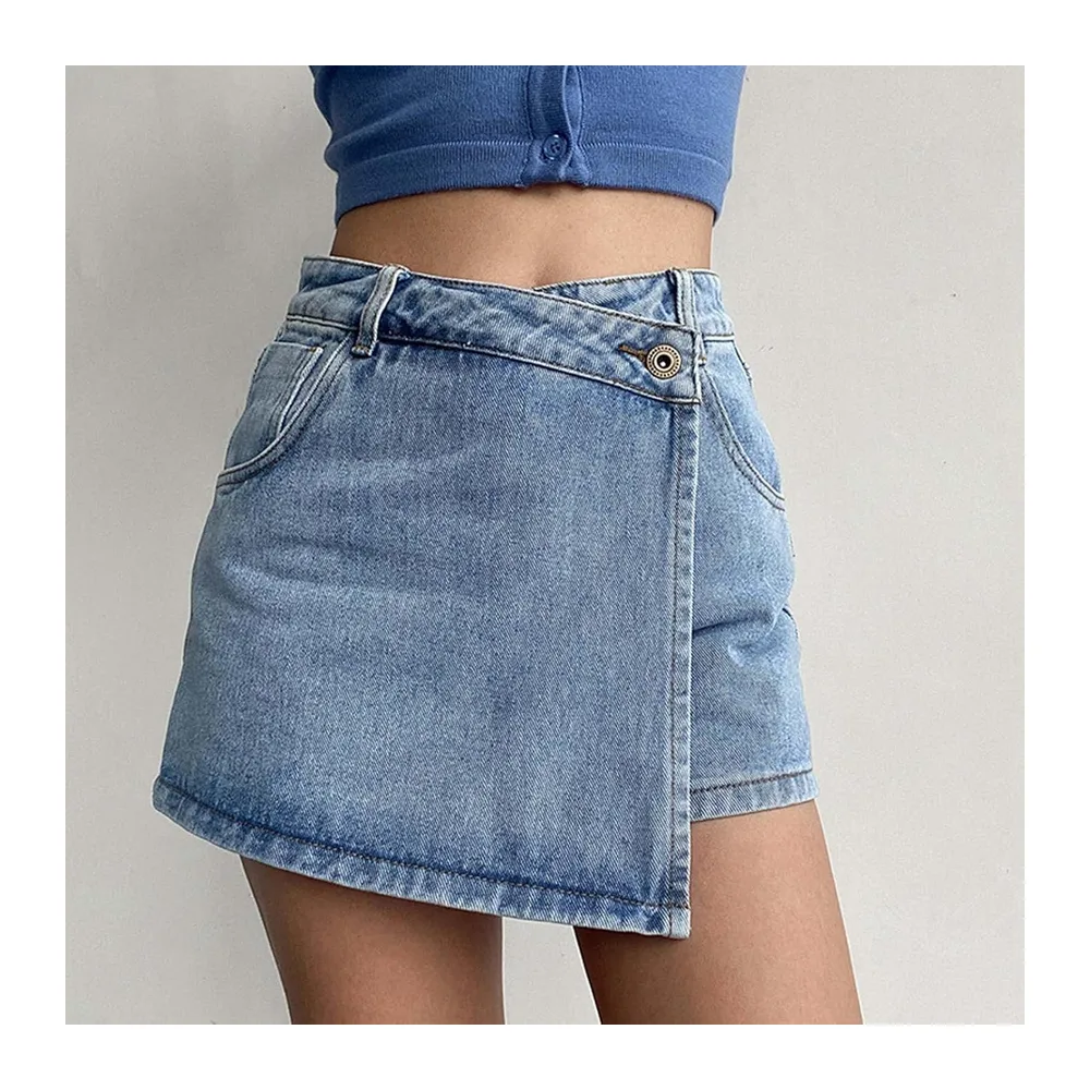 Short Ete Jean Large Bermuda Poches Grande Taille Taille Haute Shorts Baggy — Bleu