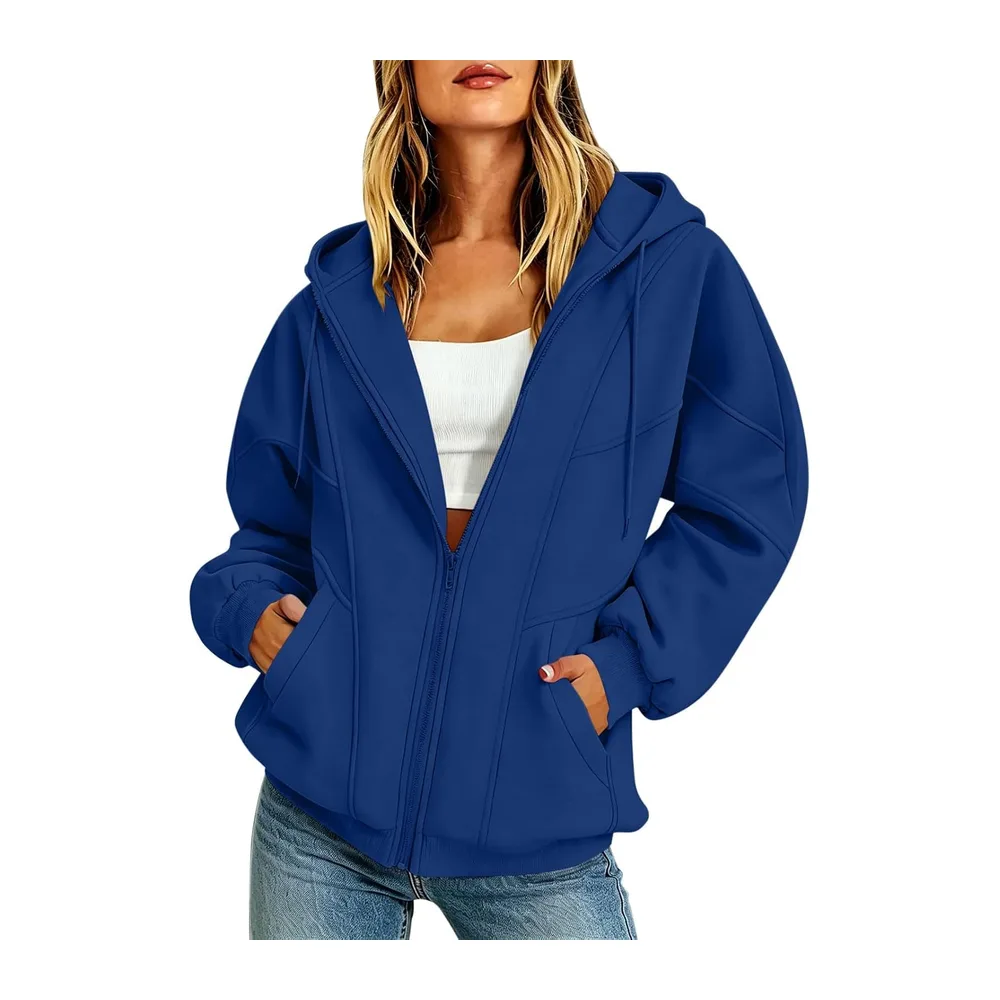 Sweatshirt with Hood and Pocket, Long-Sleeved Zip-Up Jacket, Sports Jacket — A1-marine