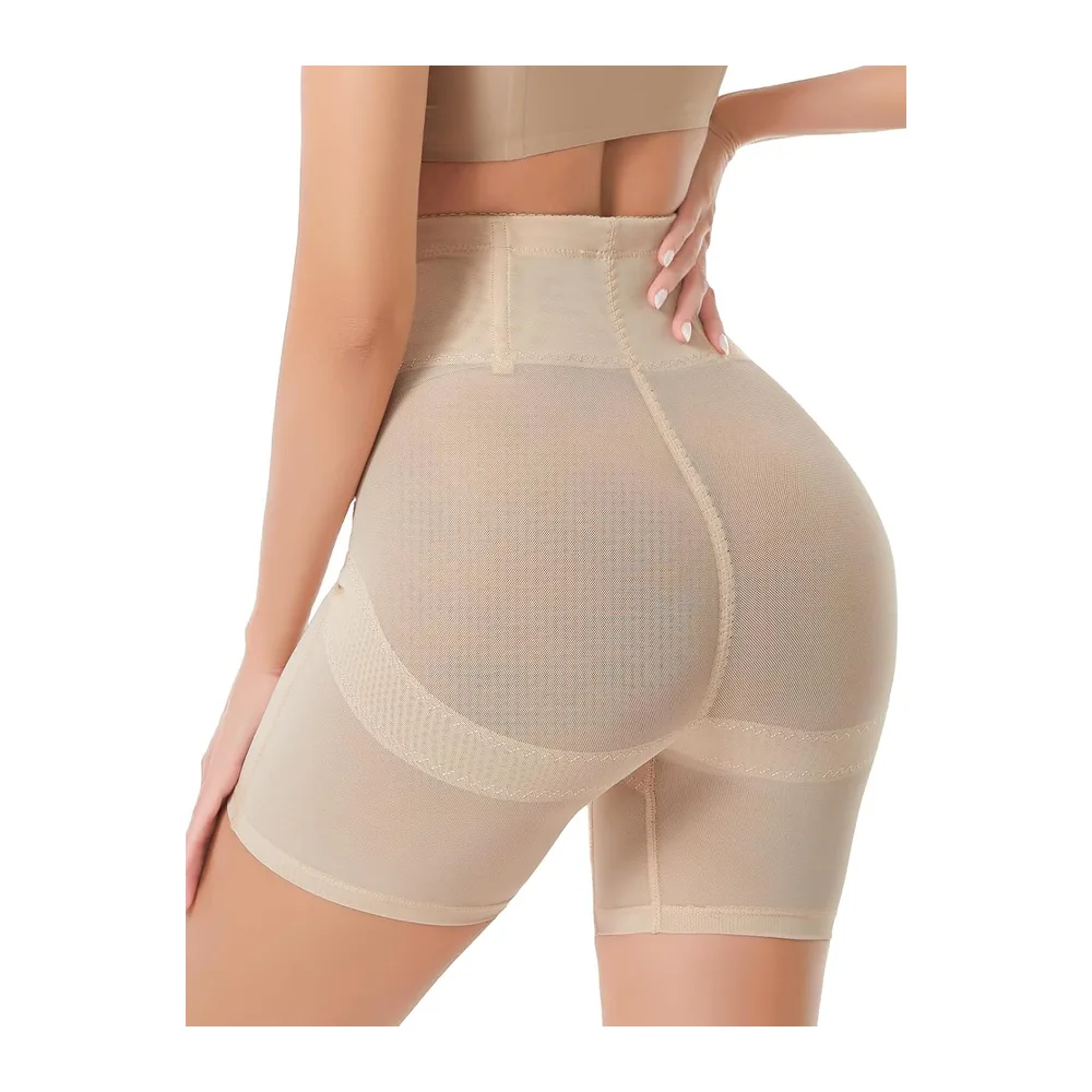 High Waist Flat Tummy Slimming Panties, Invisible Seamless Slimming Panty — Beige
