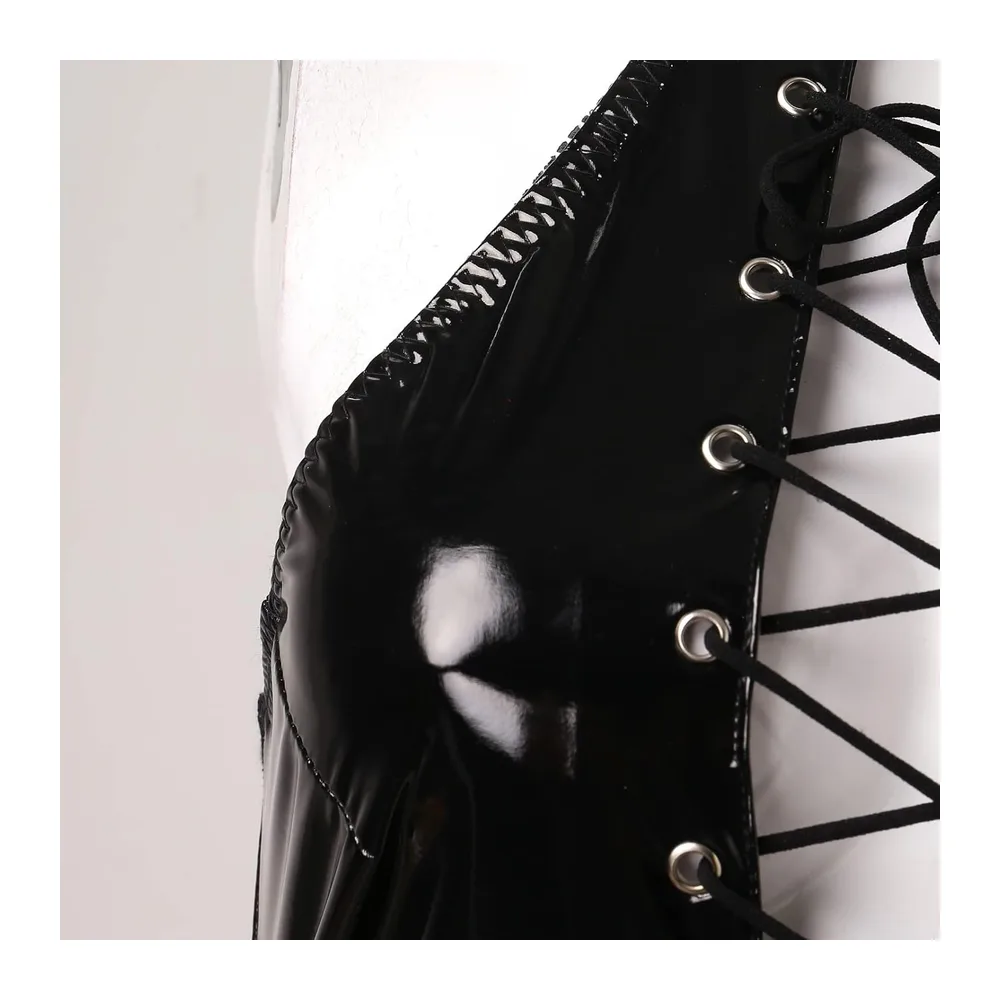 Lingerie Sexy Ensemble Nuisette Déshabillé String et Soutien-Gorge Satin — Le Noir