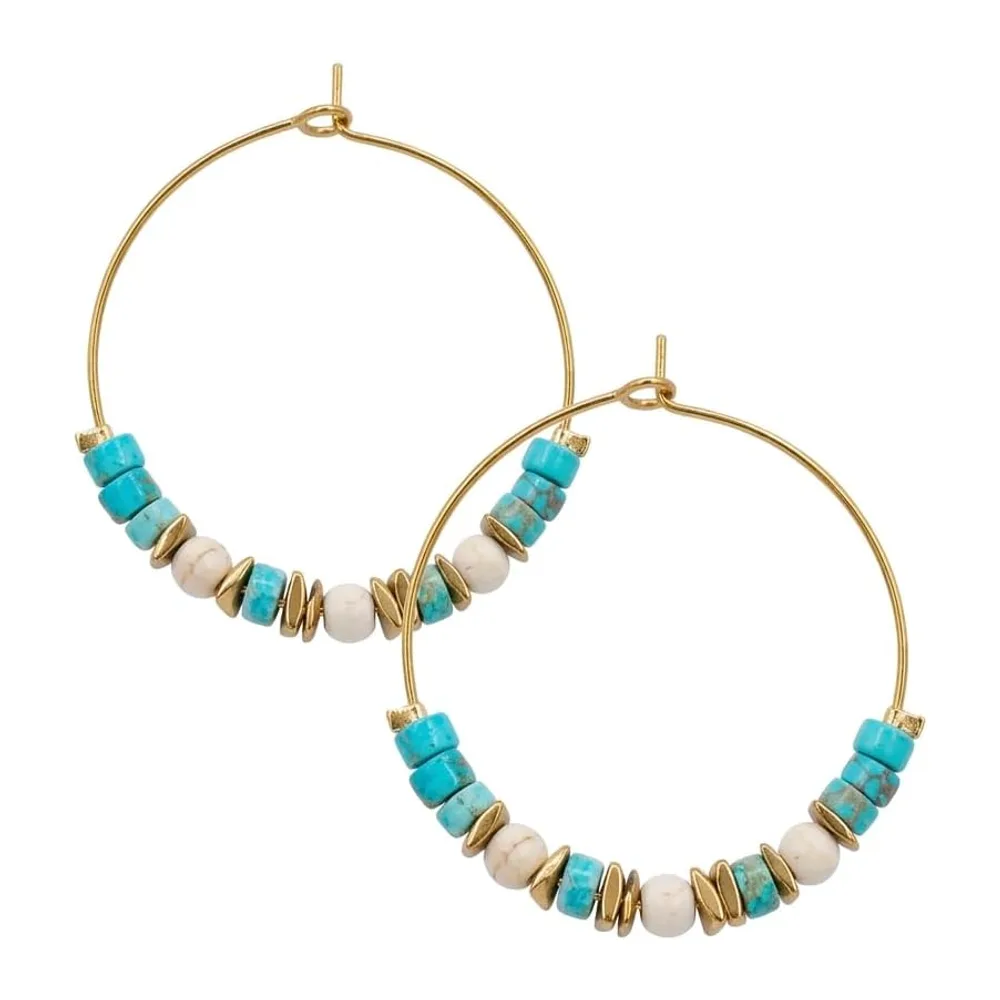 Créoles Boho Jaspe Sédiment Marin Ethnique Hippie Bohème Boucles Faciles à porter, perles