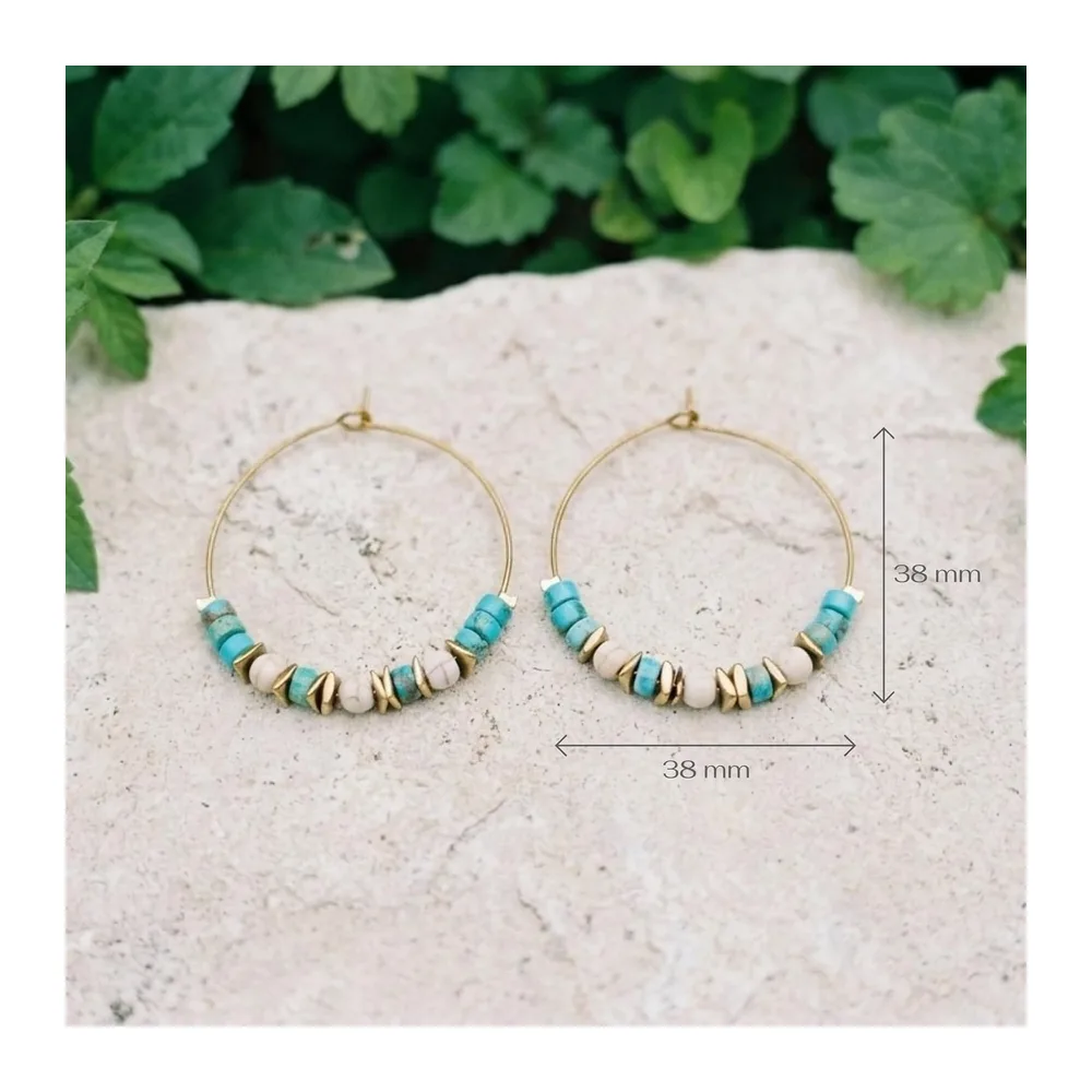 Créoles Boho Jaspe Sédiment Marin Ethnique Hippie Bohème Boucles Faciles à porter, perles