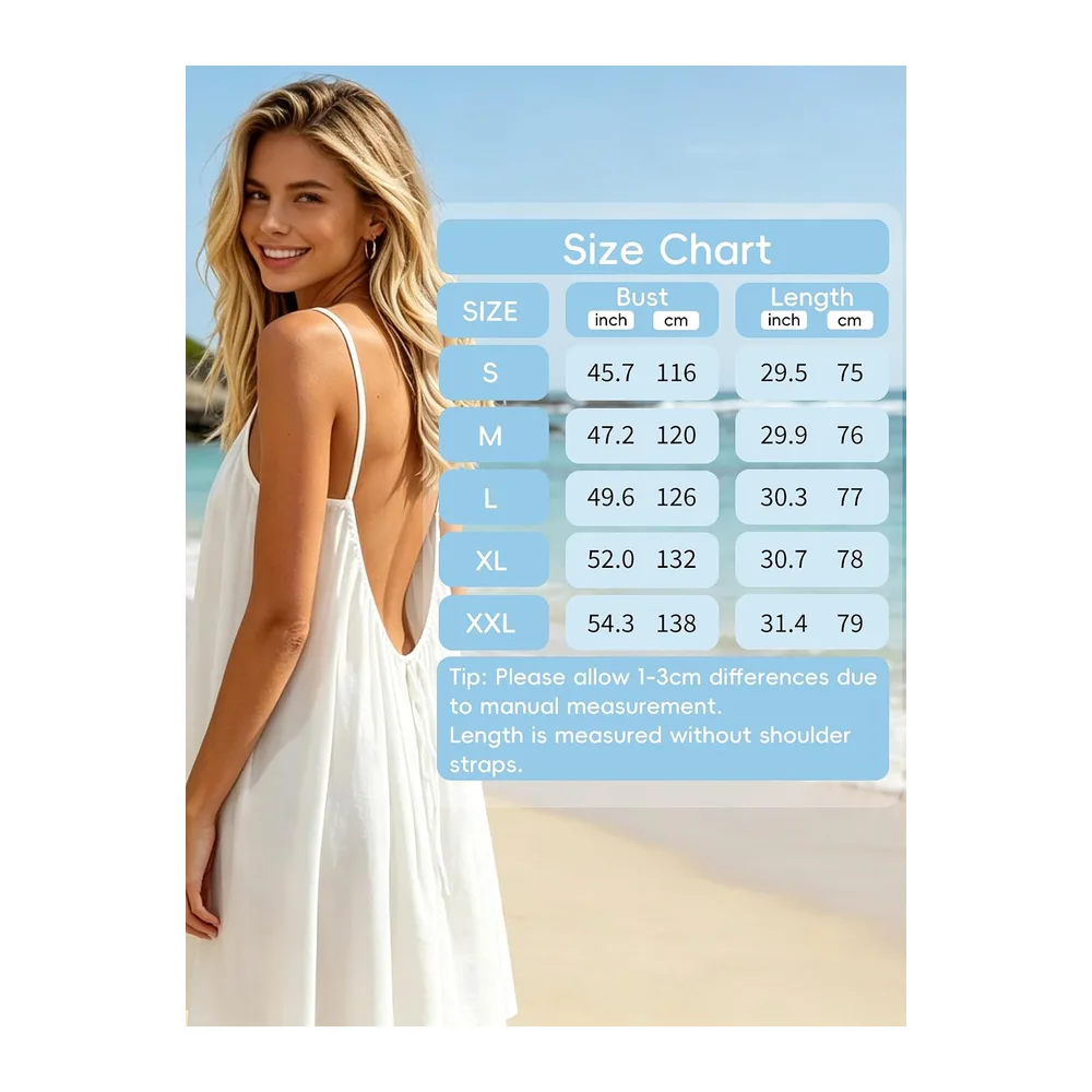 Robe d'été Courte Mini Dos Nu, Robe Caraco à sans Manches — Blanc